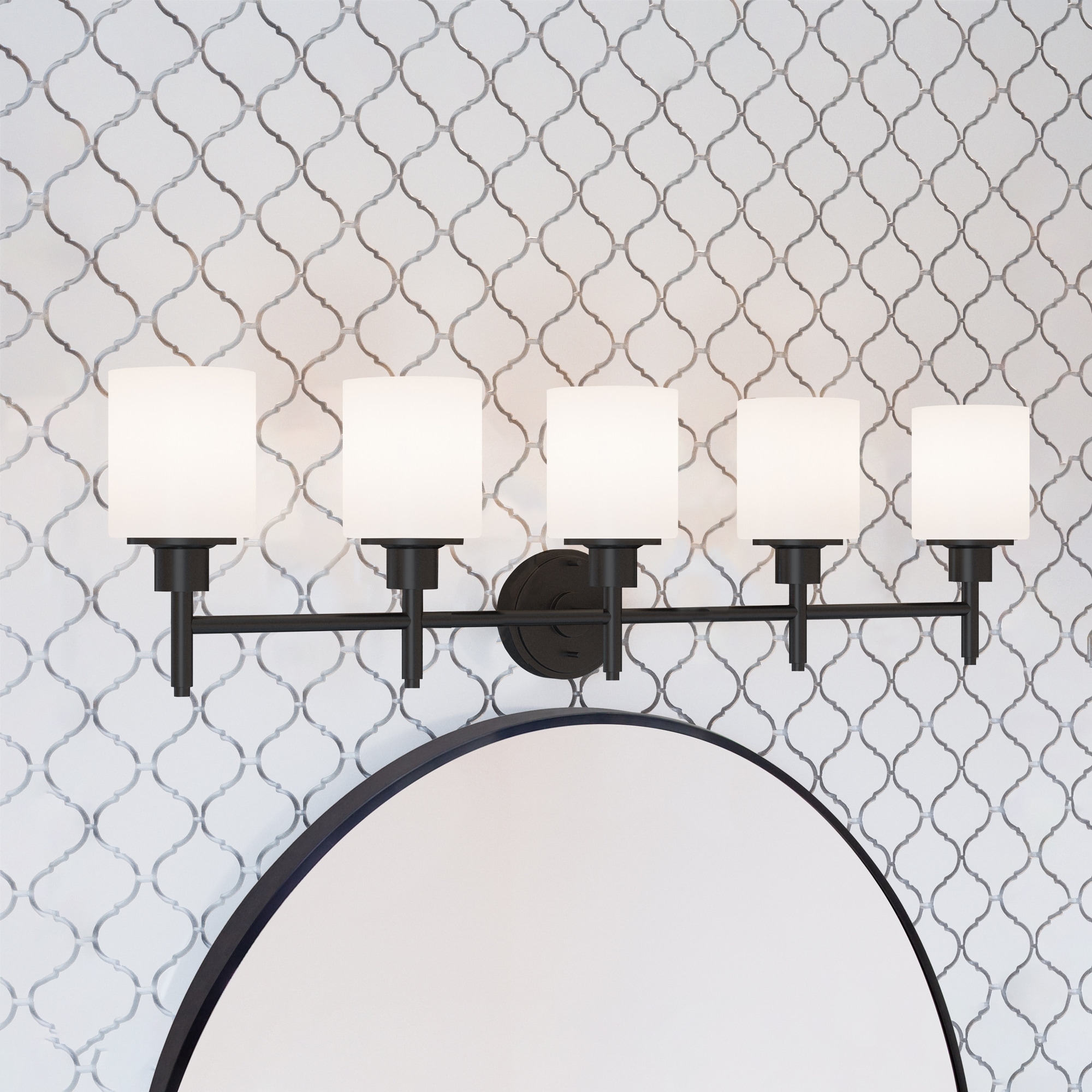 Aubrey Matte Black Dimmable 5-Light Vanity Light - Matte Black