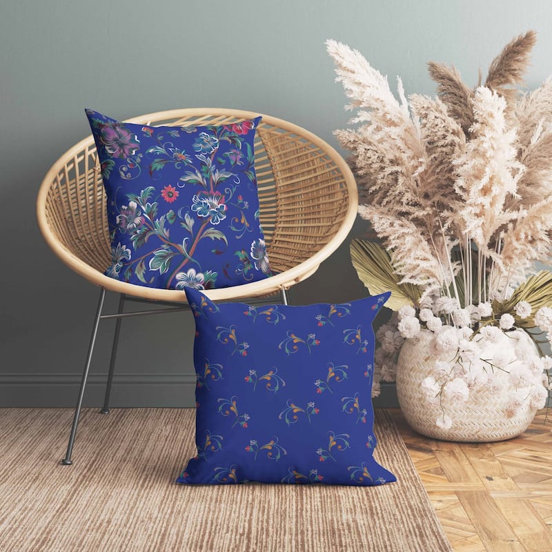 Nature's Palette Faux Suede Reversible Throw Pillow Blue and Pink