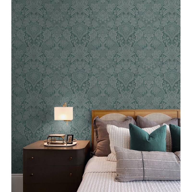 Seabrook Designs Buncombe Damask Unpasted Wallpaper