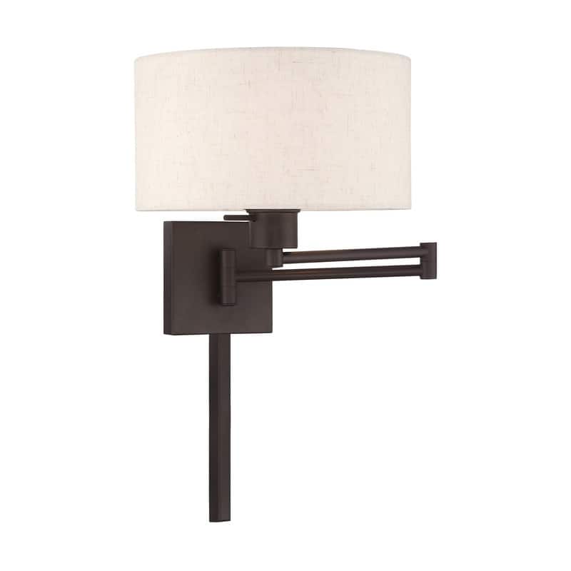 Livex Lighting 1-Light Drum Shade Swing Arm Wall Lamp, 40037