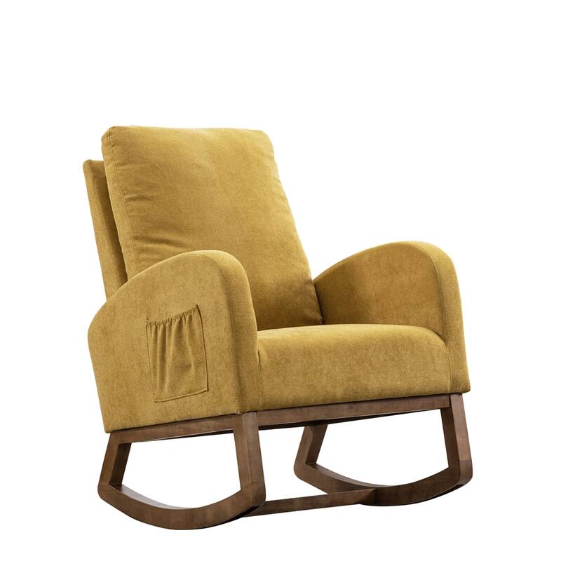 Nursery Rocking Glider Chair with High Back and Side Pocket