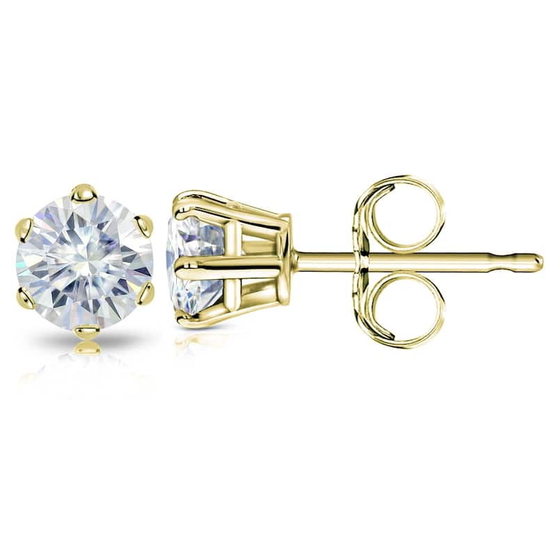 Auriya 1ctw Round Moissanite Stud Earrings 14k Gold - 5 mm - Yellow