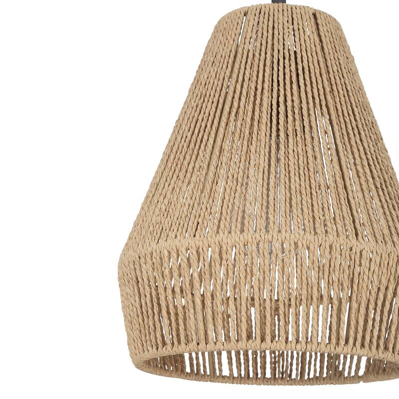 Acroma 1-light Farmhouse Coastal Boho Rattan Kitchen Island Pendant - 10'' D * 62'' H