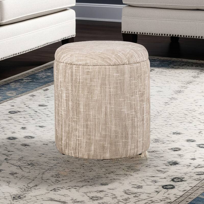 Handwoven Fabric Storage Ottoman