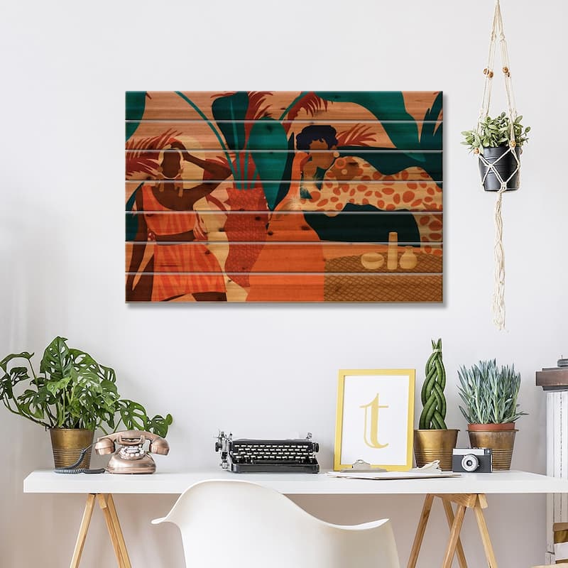 Girls Night In Print On Wood by Reyna Noriega - Multi-Color