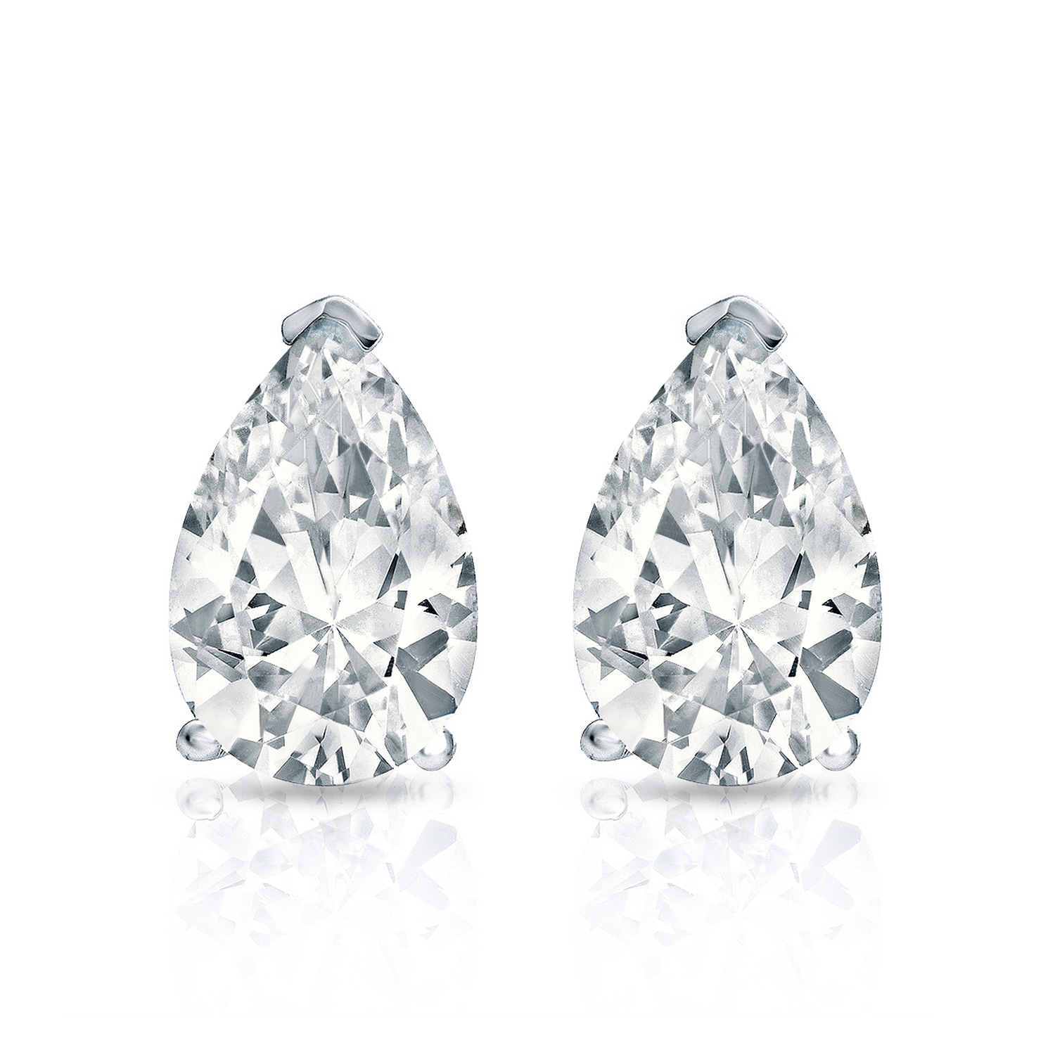 Auriya 14-karat Gold Lab Grown 1.00 carat TDW Pear Diamond Stud Earrings V-End Prong Screw-back