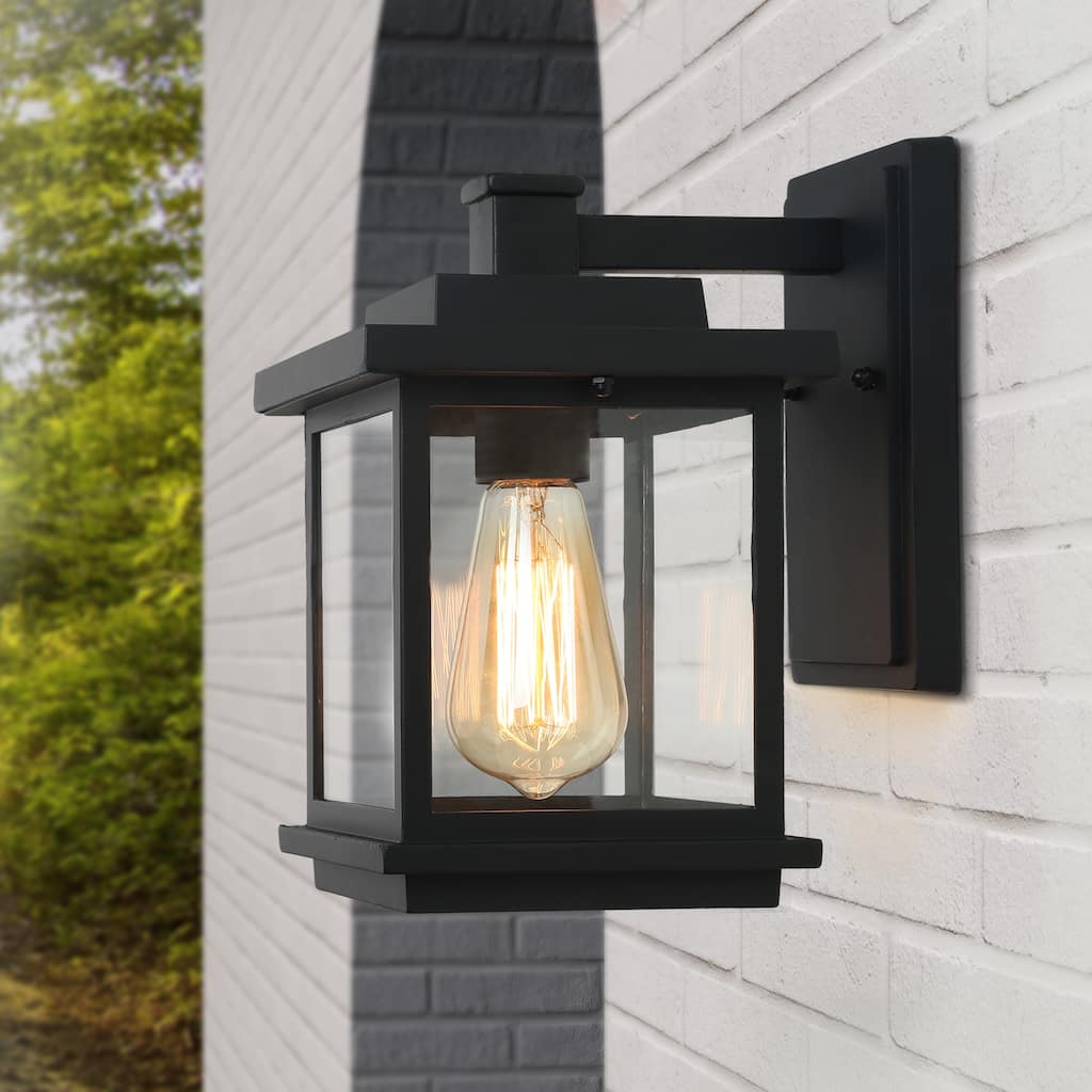Modern Farmhouse Black 1-Light Outdoor Sconces Traditional Lantern Wall Light - L6.7 "X W9.1" X H11.8"
