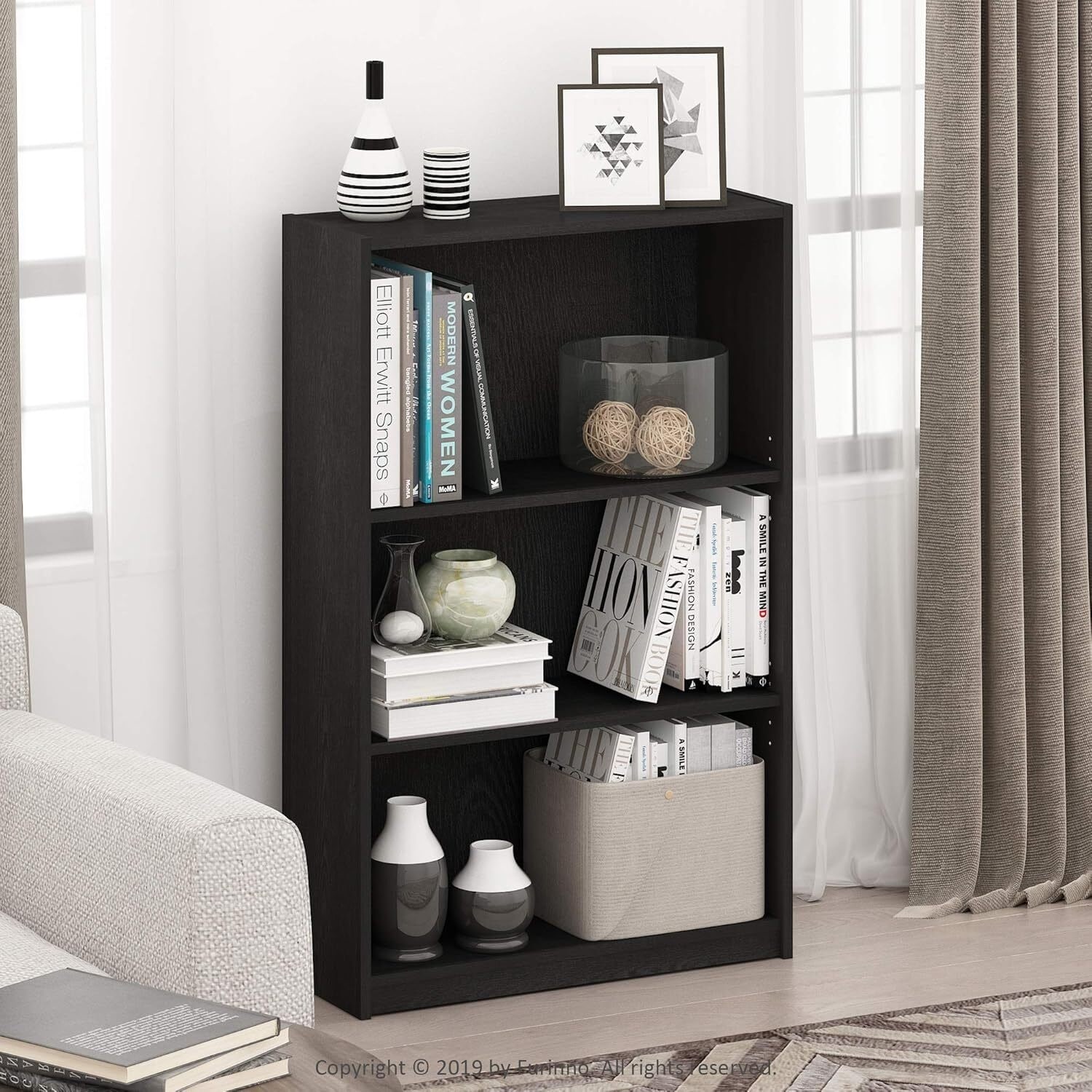 2-Shelf Small Bookcase Compact Open Storage Organizer with Modern Design for Bedroom or Home Office Use