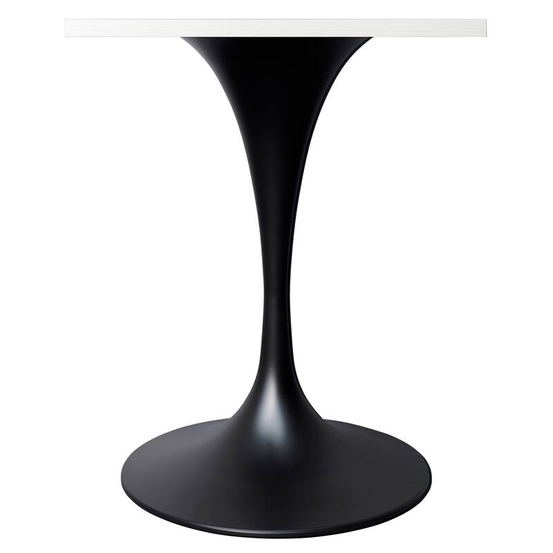 Verve 24 in. Wide Dining Table Square MDF Wood Tabletop in Black Stainless Steel Pedestal Base Accent Kitchen Table