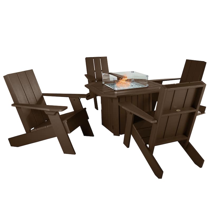 HIGHWOOD Modern Adirondack 5-Piece Fire Pit Conversation Set