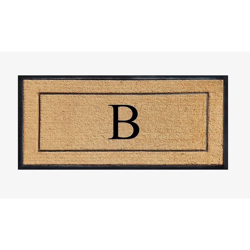 A1HC Natural Coir & Rubber Large Monogrammed Door Mat 30"x60" - 30"X60" - B