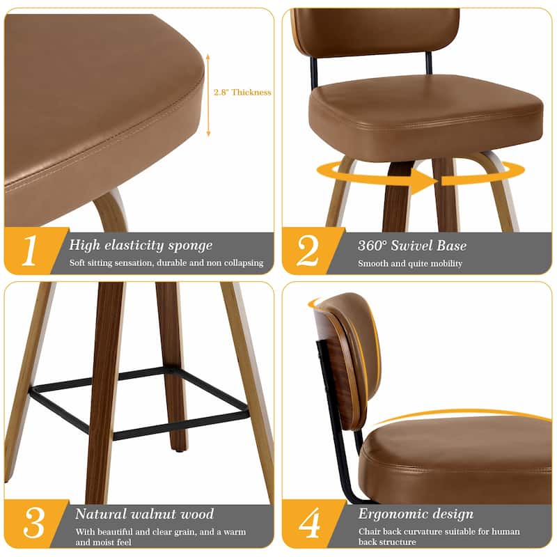 26"/29" Swivel Bar Stools/ Counter Stools with Bentwood Legs