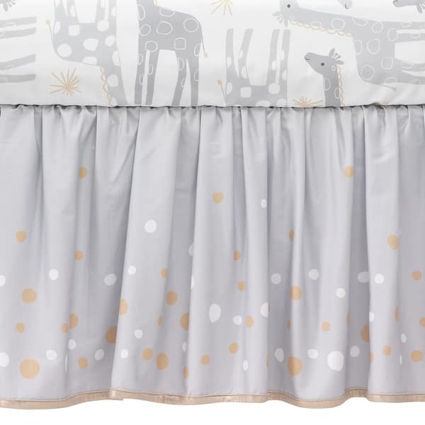 Lambs Ivy Goodnight Giraffe With Moon Stars Gray Gold White Nursery 4 Piece Baby Crib Bedding Set Overstock 29032341