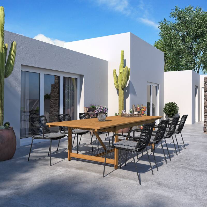 Amazonia Lewisburg 9-piece Teak Finish Patio Dining Set - Teak Finish