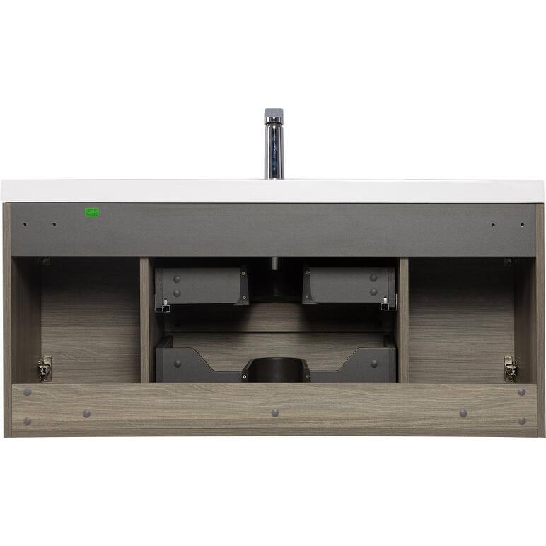 ABRUZZO 48" Floating Bathroom Vanity with Integrated Resin Top Basin 2 Cabinets 2 Soft Close Drawers Full Assembly
