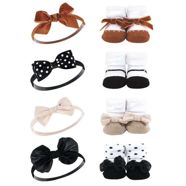slide 1 of 1, Hudson Baby Infant Girl Headband and Socks Giftset, Classic Neutrals, One Size - Classic Neutrals Classic Neutrals - One Size