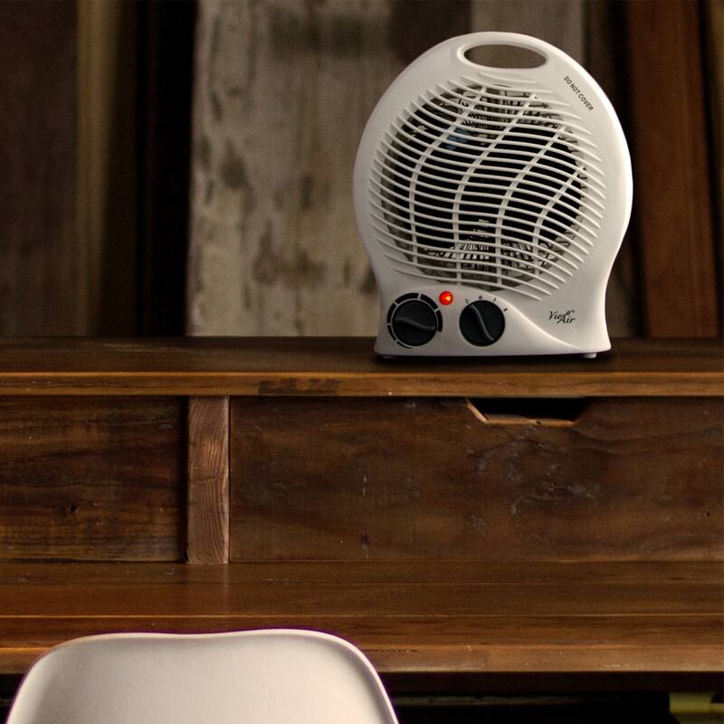 Vie Air 1500W Portable 2-Settings White Home Fan Heater w Thermostat