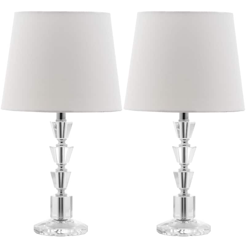 SAFAVIEH Lighting Lia 16-inch Grey Shade Tiered Crystal Orb Table Lamp (Set of 2) - 9"x9"x16" - 9Wx9Dx16H