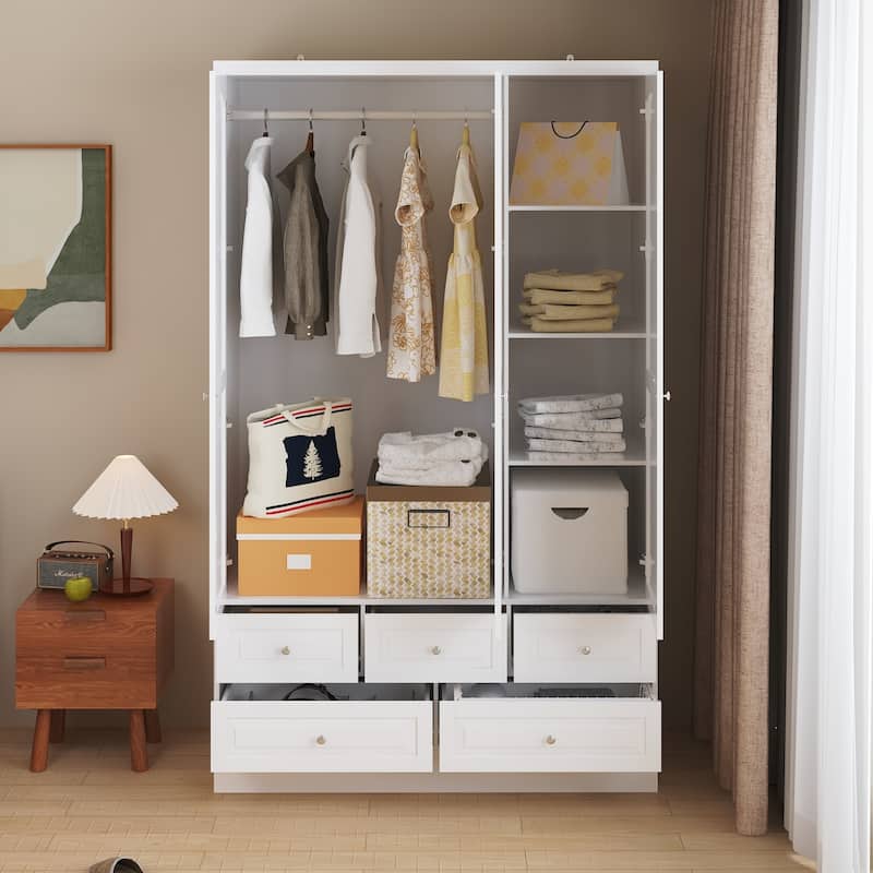 78.7"H Combo Twin Wardrobe Set Elegance Meets Utility Armoires Closet