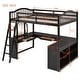 preview thumbnail 45 of 52, Solid Wood Loft Bed with Bulit-in U-shaped Desk and 2 Drawers, Full Size Loft Bedframe with Storage Shelves and Tri-fold Mirror