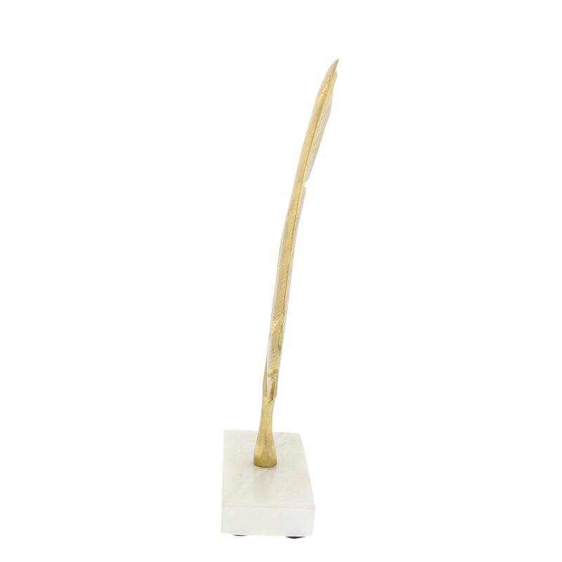 Aluminum Metal Bird Feather Decorative Sculpture - Gold - CosmoLiving by Cosmopolitan