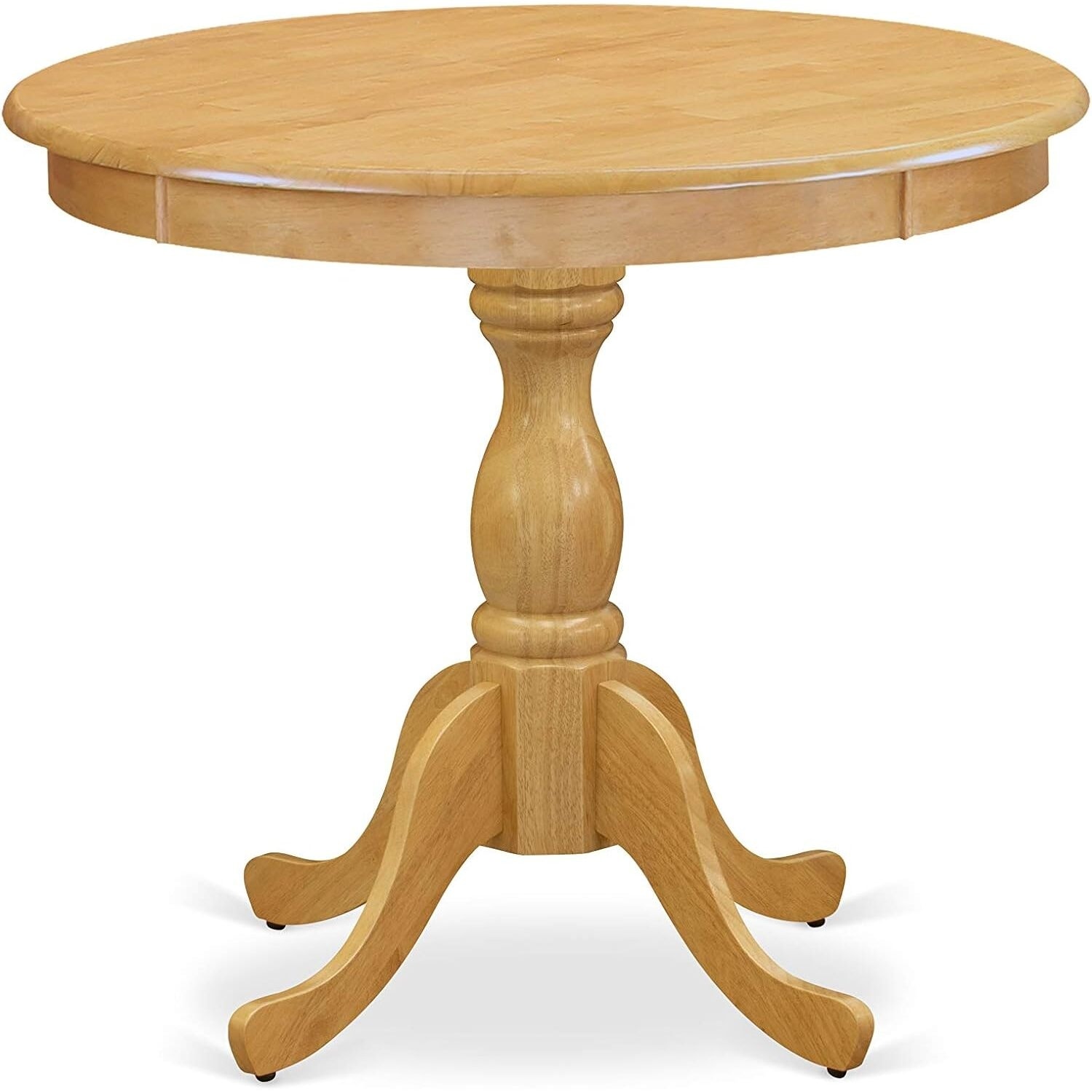 Modern Round Wood Dining Table - Oak Finish Tabletop & Pedestal Base - Kitchen Accent Table - 36