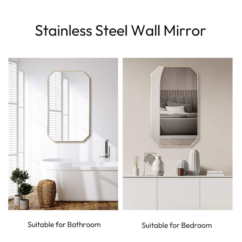 Sabadell Octagon Stainless Steel Framed Wall Mirror