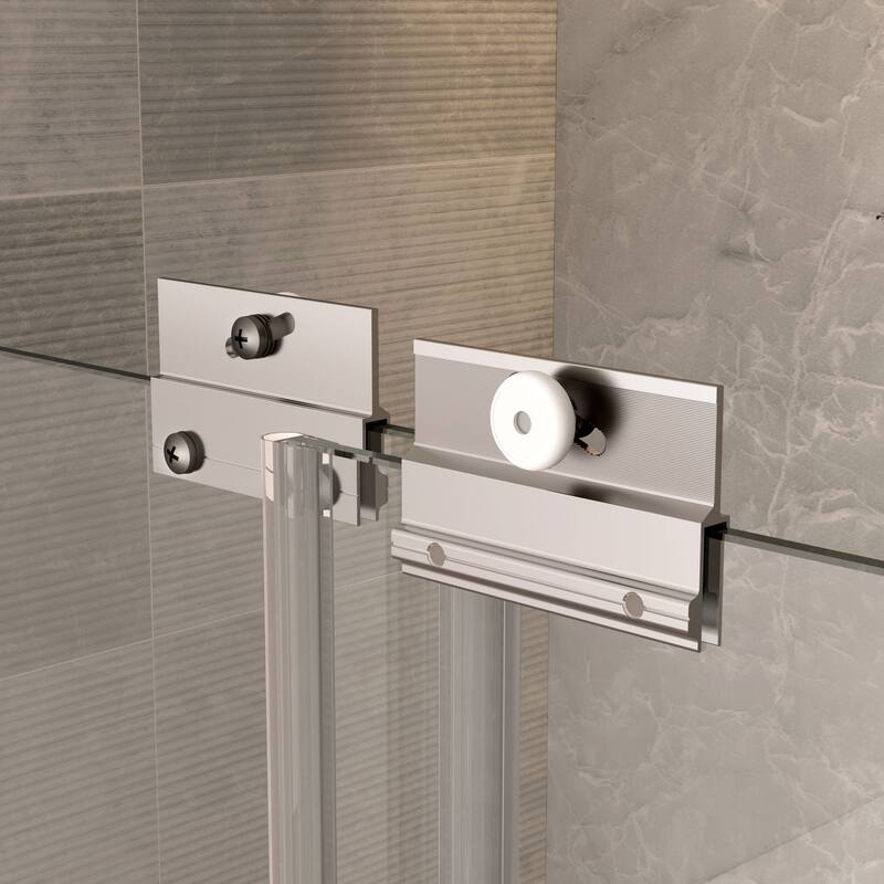 45''/54''W x 70'' H Glass Double Sliding Shower Door in Black/Chrome