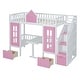 preview thumbnail 12 of 52, Solid Wood Bunk Bed Frame with 2 Drawers, Storage Stairs and Adjustable Table, Bunk Bed Turn into Upper Bed and Down Desk