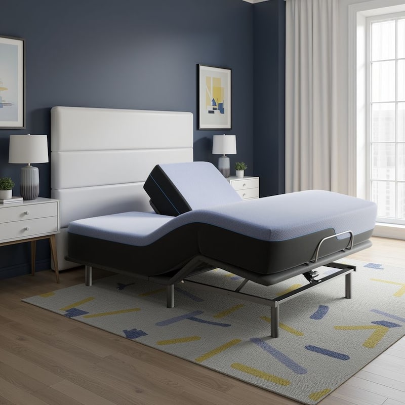 Bridgevine Home 12 inch Refresh Flex Top Latex Foam Hybrid Mattress and Adjustable Base Bundle - Queen