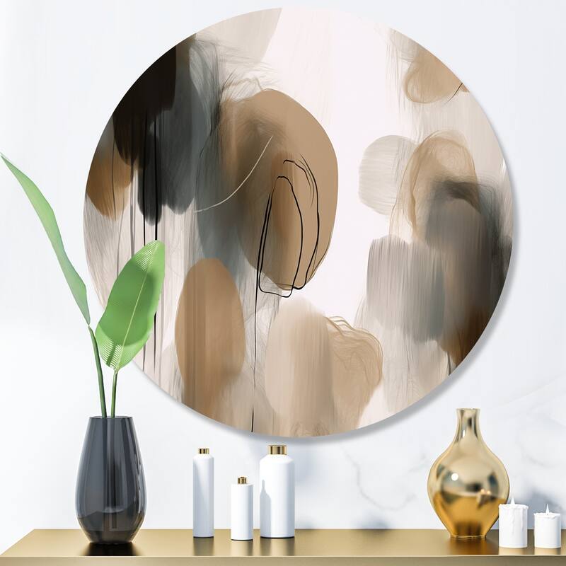 Designart "Painting Of Abstract Shapes II" Abstract Metal Round Wall Art - 23x23 - Disc of 23 Inch