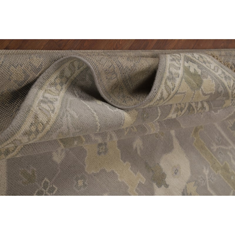 Transitional Gray Oushak Indian Area Rug Handmade Wool Carpet - 8'4" x 11'9"