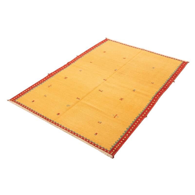 ECARPETGALLERY Flat-Weave Kashkuli Light Orange Wool Tapestry Kilim - 5'4 x 7'5