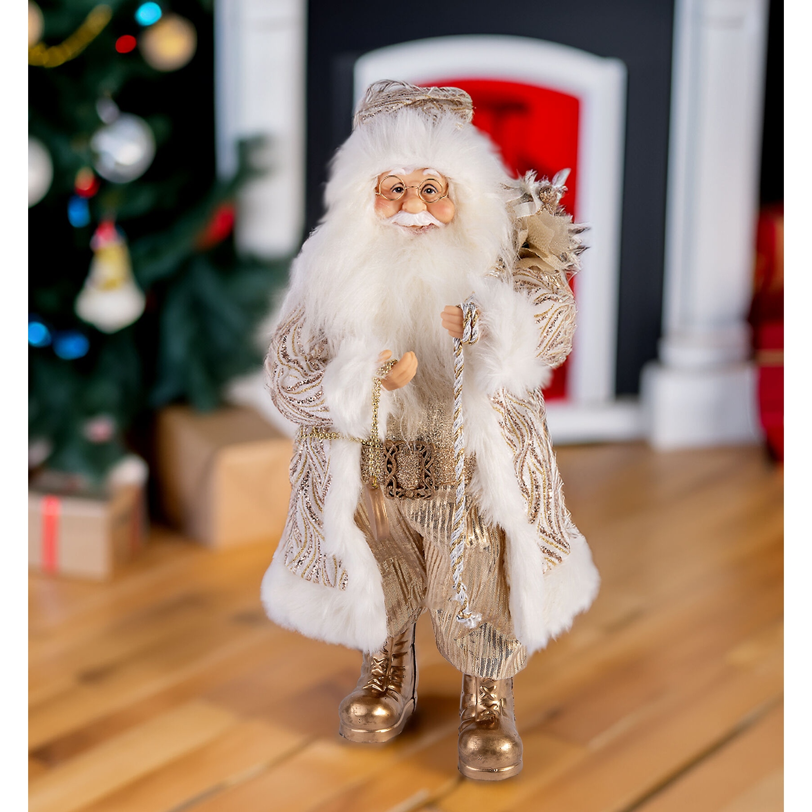 s.santa ベージュ38 Santa-Claus-with-Watch-&-Gift-