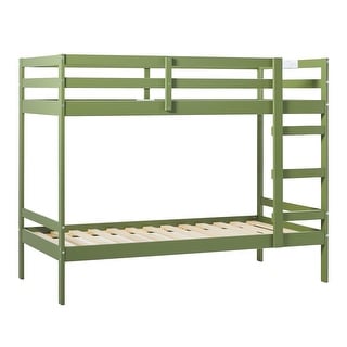 Modern Simple Solid Wood Twin Over Twin Bunk Bed