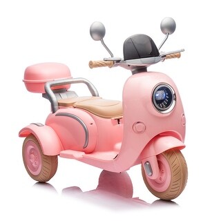 12V Two-seater Kids Ride On Electric Motorcycle,Three Wheels Kids toy with Slow Start,Multi-function player,USB,Bluetooth