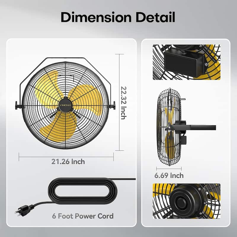 18" Industrial Heavy Duty 3-Speed Commercial Grade Wall Mount Fan