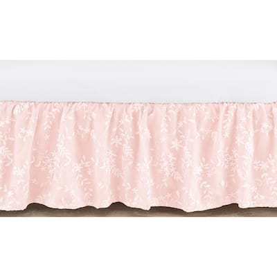 Pink Floral Vintage Lace Girl Crib Bed Skirt - Solid Light Blush Luxurious Elegant Princess Boho Shabby Chic Luxury Glam Flower