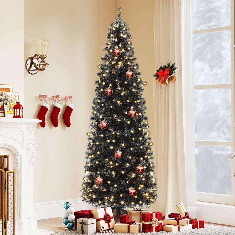 6/7.5FT Halloween Black Spruce Artificial Christmas Tree