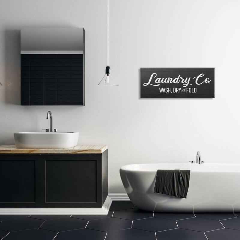 Stupell Rustic Wash Dry Fold Laundry Room Text Sign Canvas Wall Art - Black