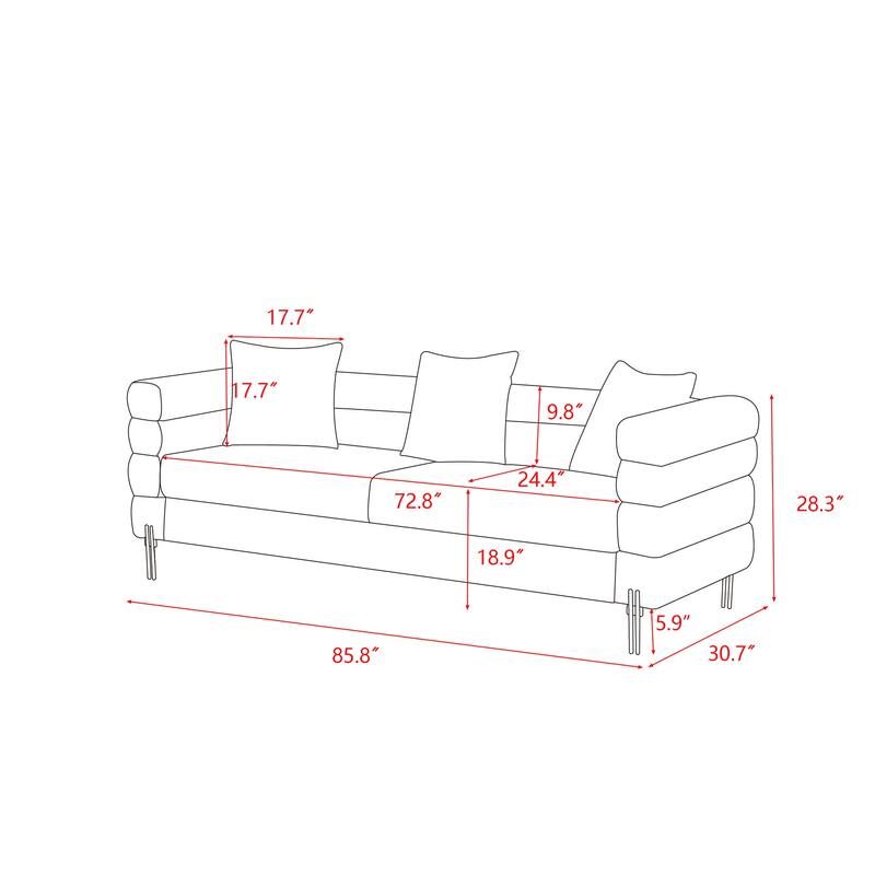 Luxurious And Comfortable Upholstered Sofa With Legs And Pillows