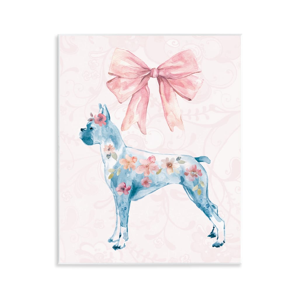 Stupell Trendy Floral Dog Wall Plaque Art Design By Carol Robinson