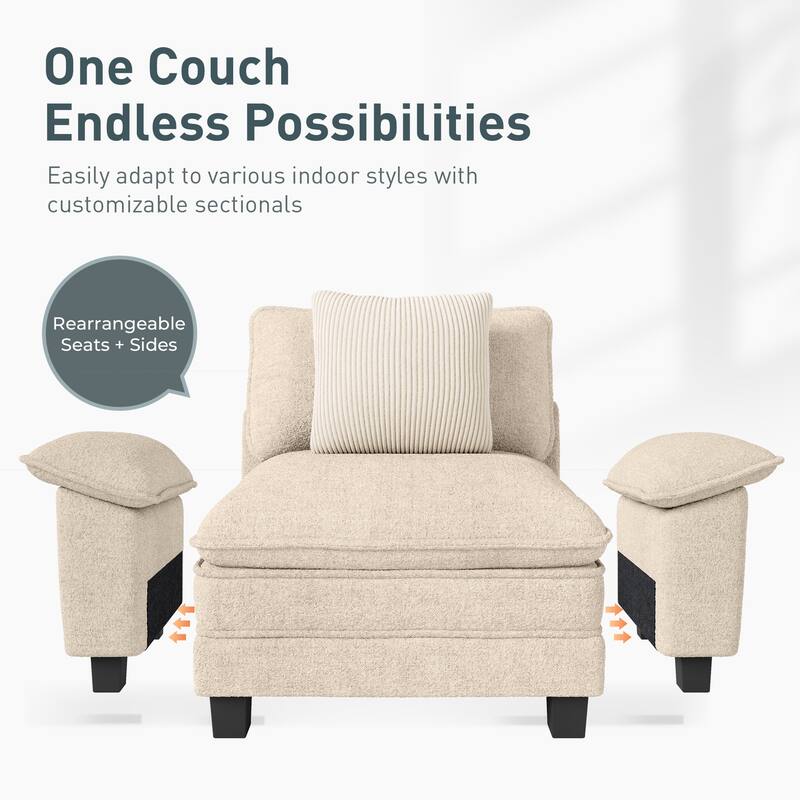 MAISON ARTS Chenille & Corduroy Modular Sectional Sofa Set, Comfy 5/6/7-Seat Living Room Couch with 3-Seater or Loveseat