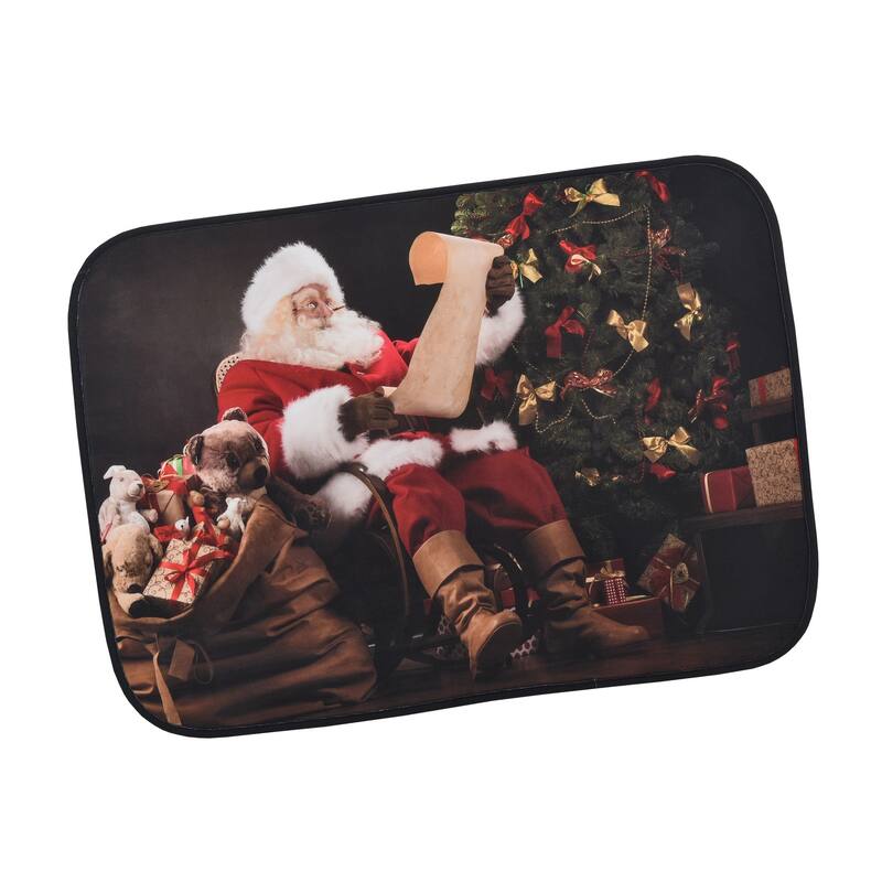 Violet Linen Seasonal Xmas Christmas Holiday Santa Claus Actions Pattern, 18" by 30 Inch, Decorative Area Rug, Doormat. - Santa Clau Reading Letter