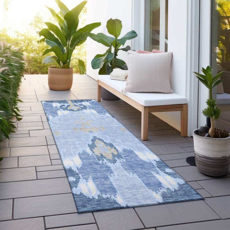 Machine Washable Indoor/ Outdoor Chantille Global Boho Rug - Sky - 2'3" x 7'6"