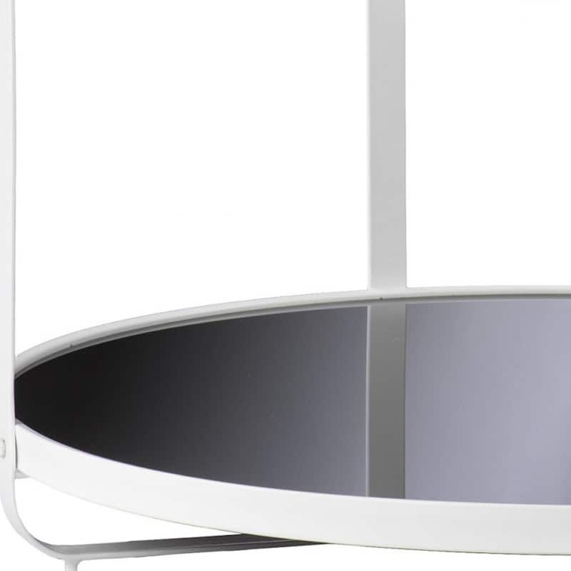 32" White Glass And Metal Two Tier Round Coffee Table - 32”L x 32”W x 18”H