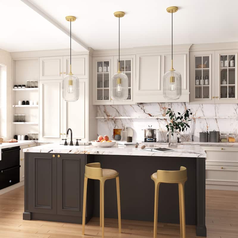 Modern 1-light 8In Kitchen Island Pendant Lighting with Art Glass - 8 inches