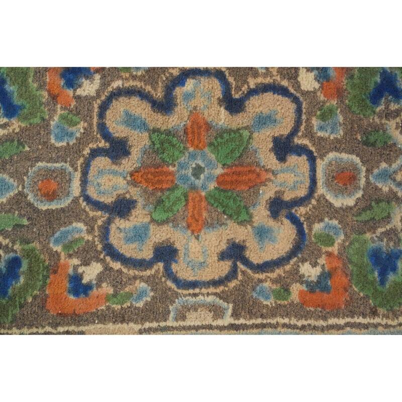 Hand Knotted Oriental 100% Wool Carpet Traditional Floral Greys & Charcoal Tabriz Area Rug - 11' 11'' X 9' 0''