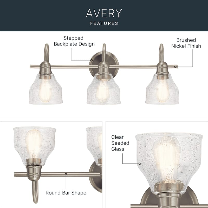 Kichler Lighting Avery 3-light Brushed Nickel Bath Vanity Fixture