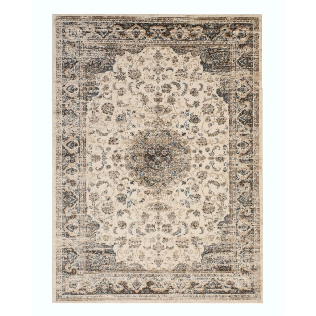 Ivory Distressed Bohemian Isabella Medallion Rug by , Stylish and Trendy Area Rug for Adding a Bohemian Chic Touch